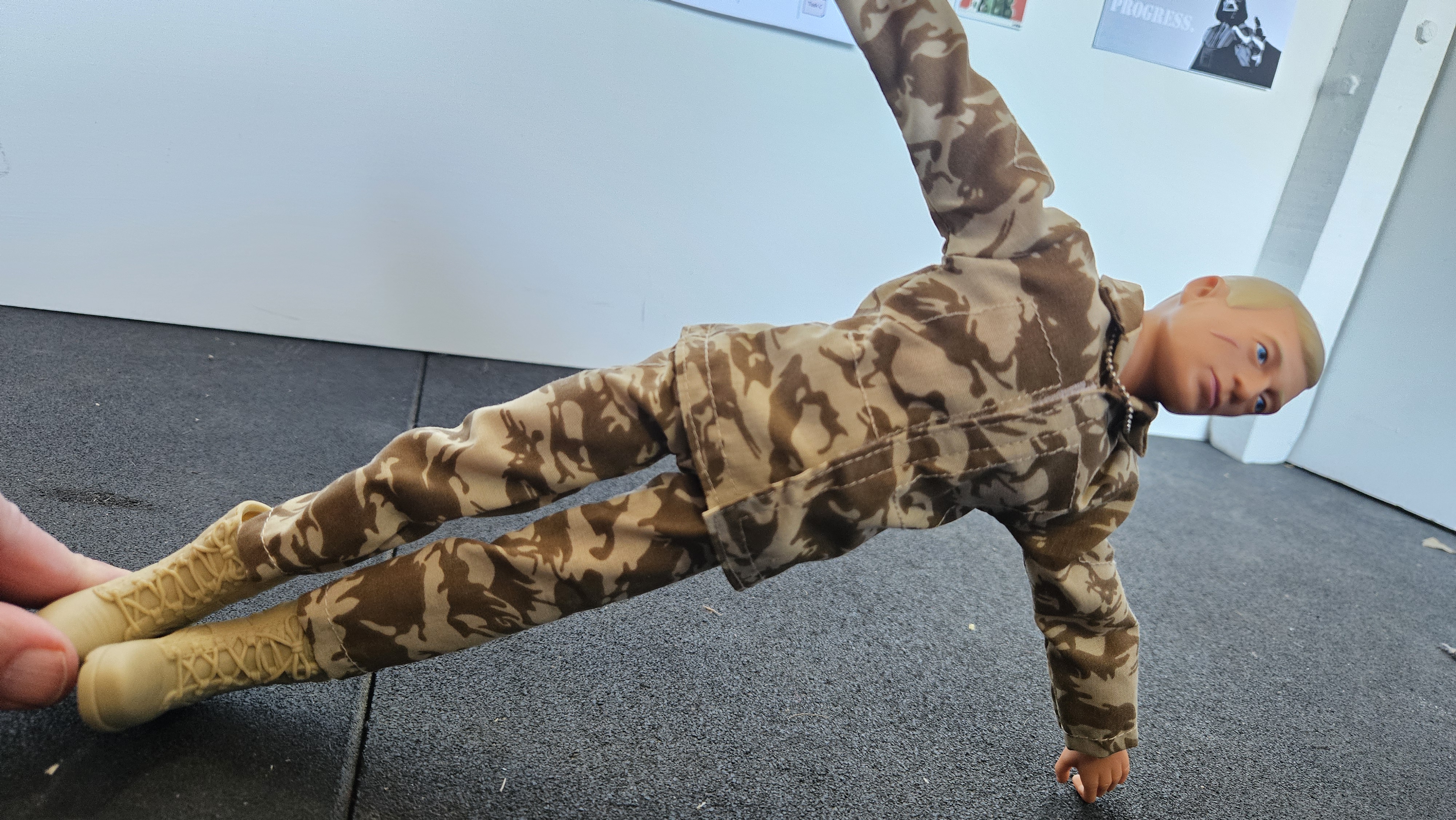 Action Man doing Side Plank Pose